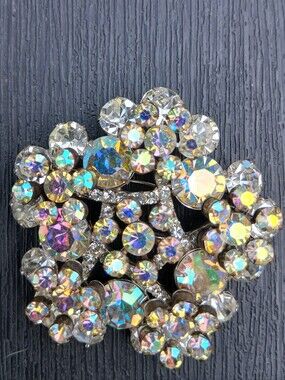 Verified Juliana (D&E) Vintage Brooch With AB/Clear Austrian Rhinestones